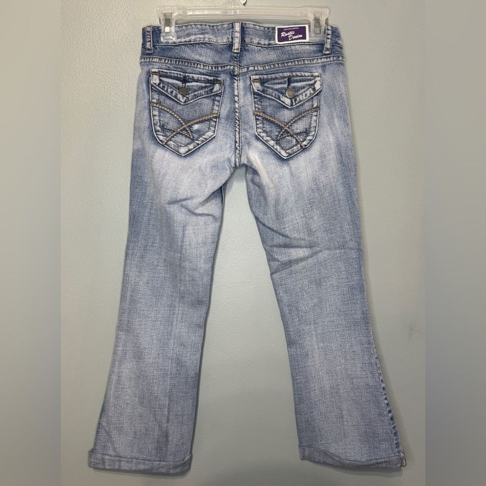Rustic Denim Blue Jean‎ Capris Jeans White Wash - Picture 4 of 7